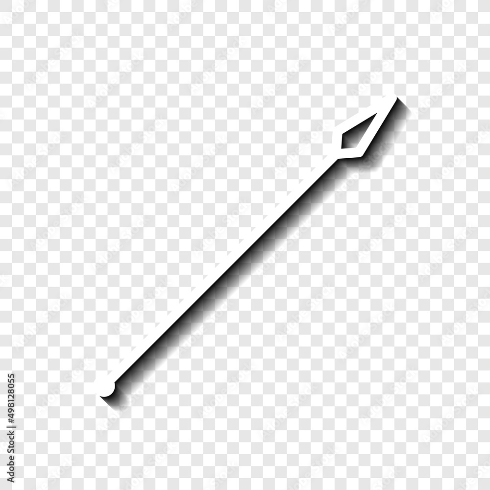 Poster spear simple icon. flat desing. white with shadow on transparent grid.ai