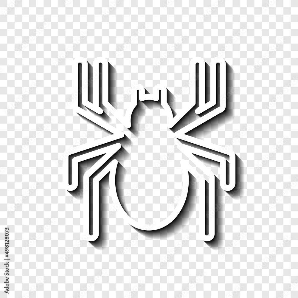 Aufkleber spider simple icon. flat desing. white with shadow on transparent grid.ai