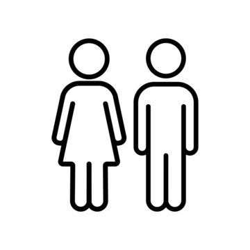 Outline Male And Female Symbol Vector Illustration. Man And Woman Icon Isolated On White Background