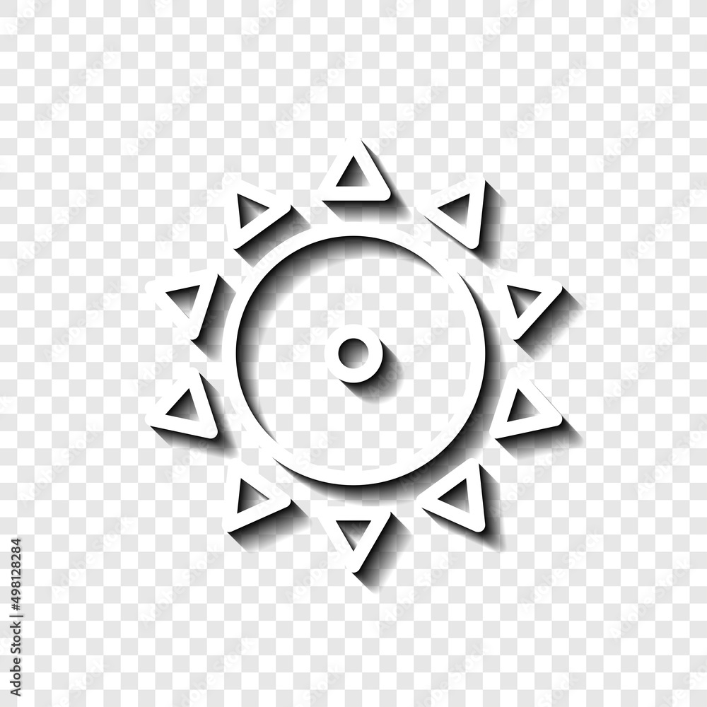 Aufkleber sun simple icon. flat desing. white with shadow on transparent grid.ai