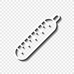 Thermometer simple icon vector. Flat desing. White with shadow on transparent grid.ai