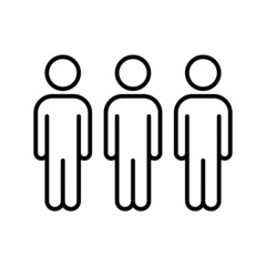 Three people icon vector illustration. Group, team symbol. Outline style