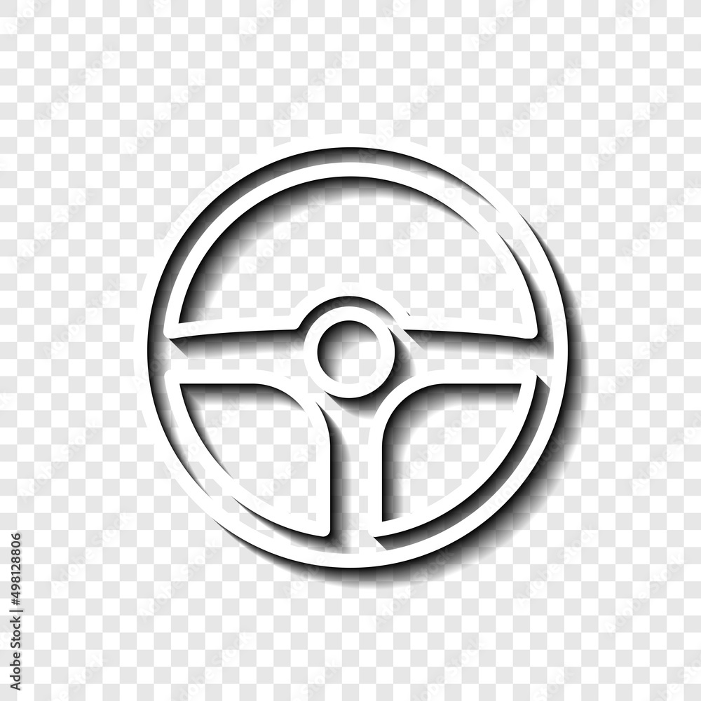 Poster wheel simple icon. flat desing. white with shadow on transparent grid.ai