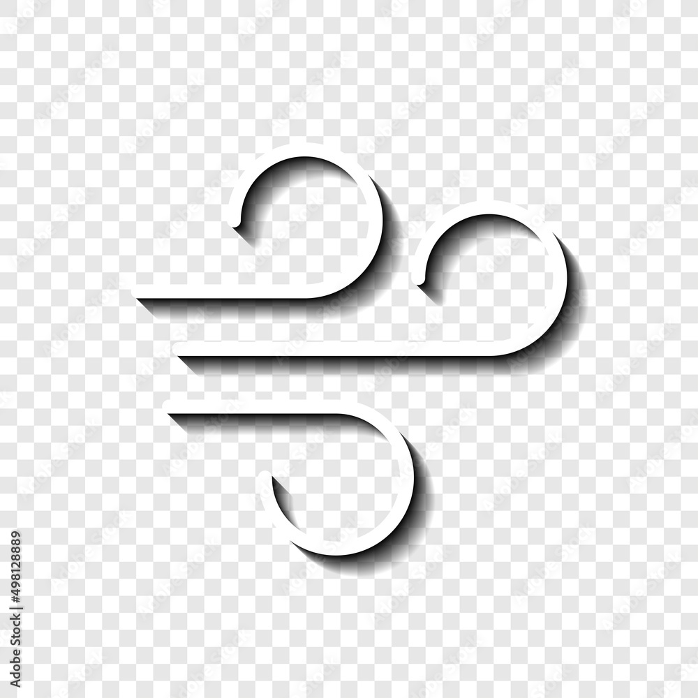 Poster wind simple icon. flat desing. white with shadow on transparent grid.ai