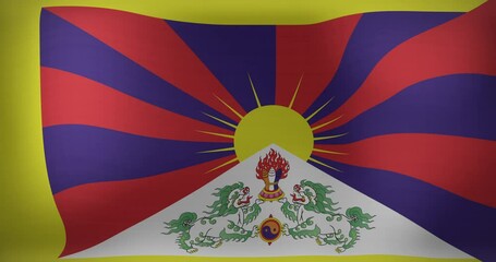 Animation of national flag of tibet waving