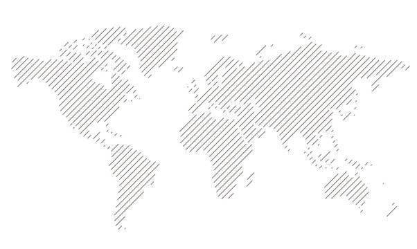 World map of oblique line.