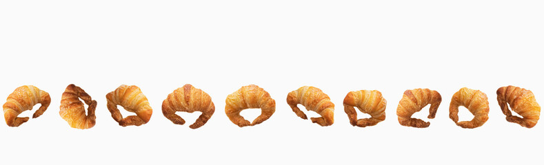 Horizontal line made of delicious looking croissants