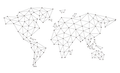 Map of world wide internet network mesh. Social communications background