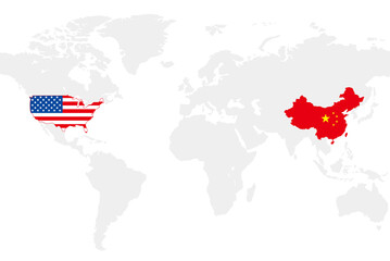 USA and China business world map chart, vector illustration © hakule