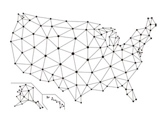 American internet network mesh. Social communications background, map. Vector illustration