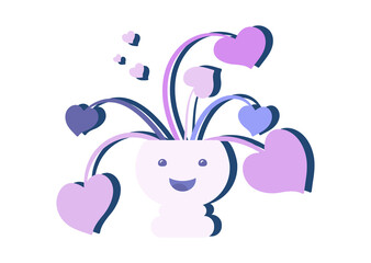 Floral arrangement Decorative heart plant Card or invitation template Vector illustration Design element Isolated on white background