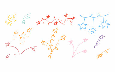 stars, confetti drawn vector background illustration set