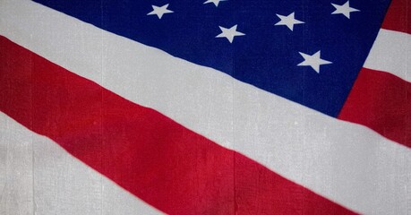 Close up view of american flag background with copy space