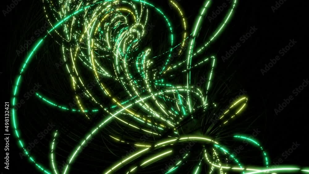 Aufkleber rotating vortex of colorful lines on black background. design. glowing energy vortex of tangled line