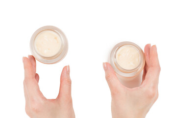 Hand cream isolated on white background.