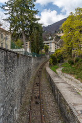Obraz premium Cable railway in Locarno town in Switzerland