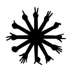 Gand gesture symbol set in a circle, vector illustration