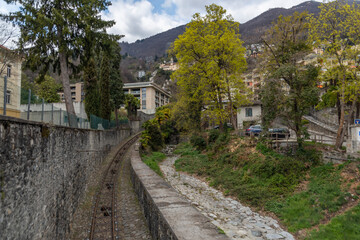 Fototapeta na wymiar Cable railway in Locarno town in Switzerland