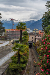 Cable railway in Locarno town in Switzerland