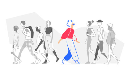 Gruppo di persone che camminano