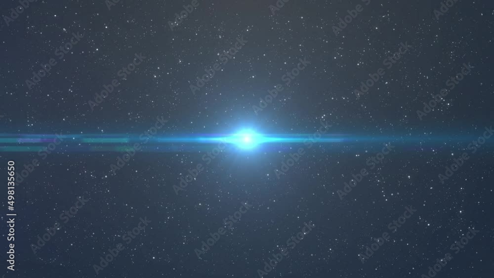 Sticker animation of blue glowing light and stars glistening on blue background