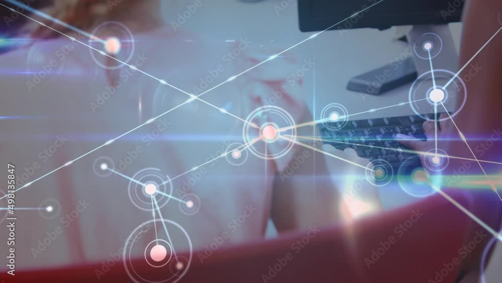 Poster animation of network of connections over african american pupils using computer