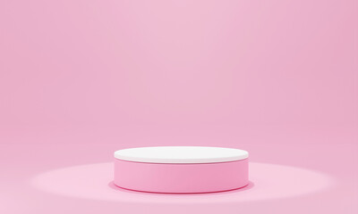Geometry shapes podium for product display on pink background. 3d rendering illustration.