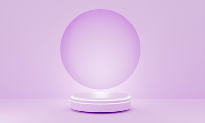 Geometry shapes podium for product display on purple background. 3d rendering illustration.