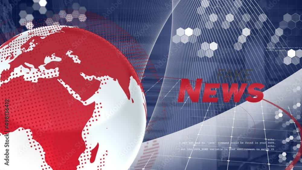 Aufkleber animation of globe rotating, news and data processing over navy background