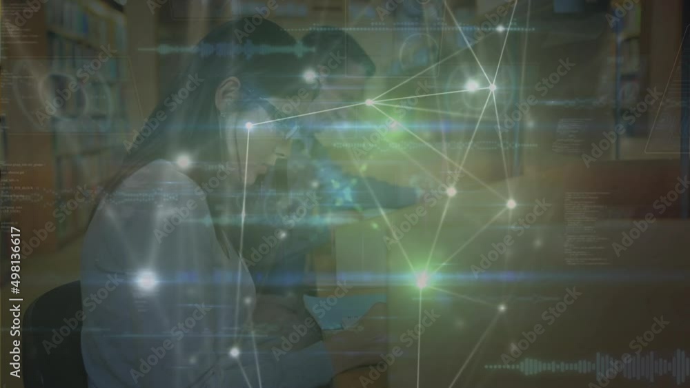 Poster animation of network of connections over diverse students in library