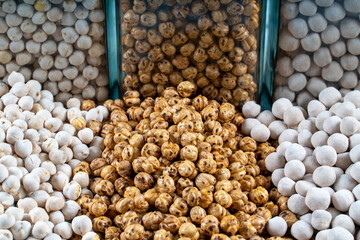 diffierent types of chickpeas,white chickpeas,coated chickpeas