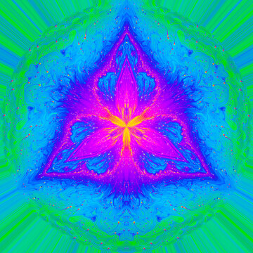 Psychedelic caleidoscope mandala design elements. Abstract background with colorful gradient colors. Macro bright multicolored abstraction