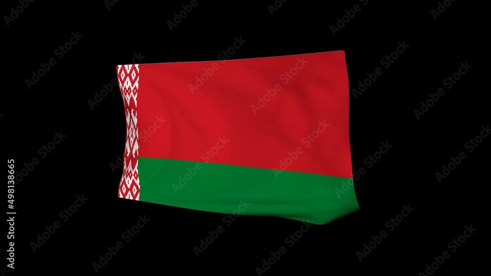 Poster 3D simulation of the national flag of the Republic of Belarus in the wind. Rendering animation.