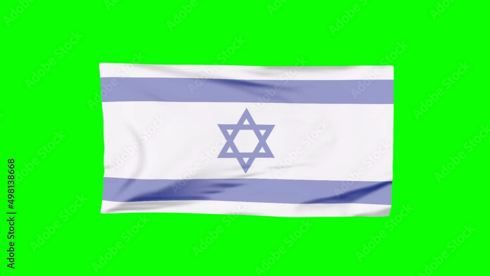 Poster 3d simulation of the flag of Israel in the wind. Rendering animation.