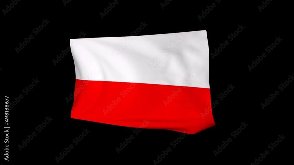 Poster 3d simulation of the national flag of poland in the wind. rendering animation.