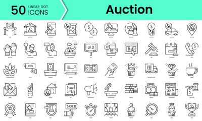 Fototapeta na wymiar Set of auction icons. Line art style icons bundle. vector illustration