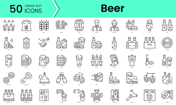 Set of beer icons. Line art style icons bundle. vector illustration