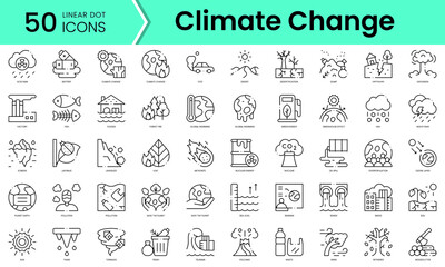 Set of climate change icons. Line art style icons bundle. vector illustration