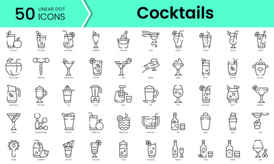 Set of cocktails icons. Line art style icons bundle. vector illustration