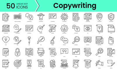 Set of copywriting icons. Line art style icons bundle. vector illustration - obrazy, fototapety, plakaty