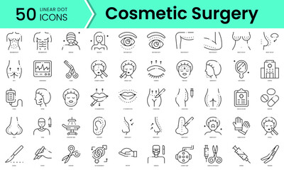 Obraz na płótnie Canvas Set of cosmetic surgery icons. Line art style icons bundle. vector illustration