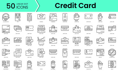 Set of credit card icons. Line art style icons bundle. vector illustration
