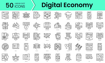 Set of digital economy icons. Line art style icons bundle. vector illustration