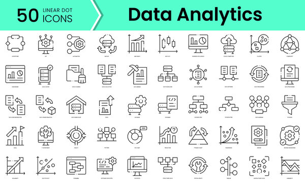 Set of data analytics icons. Line art style icons bundle. vector illustration