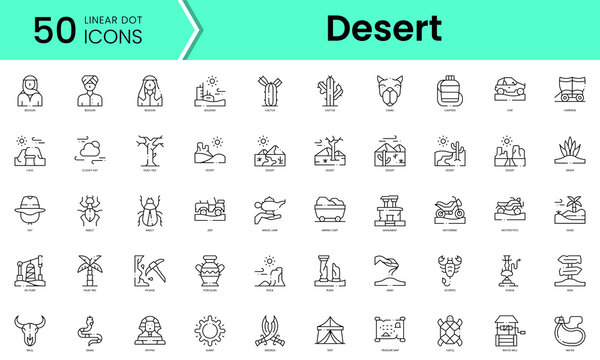 Set of desert icons. Line art style icons bundle. vector illustration