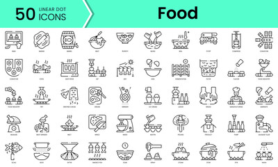Naklejka na ściany i meble Set of food processing icons. Line art style icons bundle. vector illustration