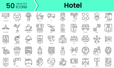 Fototapeta na wymiar Set of hotel icons. Line art style icons bundle. vector illustration