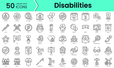 Set of international day of persons with disabilities icons. Line art style icons bundle. vector illustration