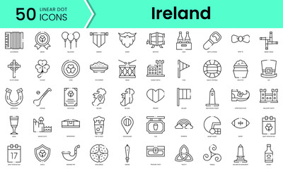 Set of ireland icons. Line art style icons bundle. vector illustration