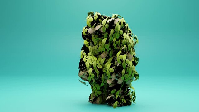 tree Monster Dancing clip isolated. plant character,  breakdance brooklyn style uprocking, 3d render